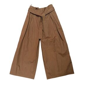 Anthropologie Exquise Copper Wide Leg Pleated Belted Pants M Crop Palazzo Fall